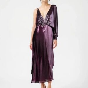 ASOS DESIGN Maxi V-Neck Shimmer Draped Dress Purple Size 2